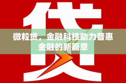 大埤微粒贷，金融科技助力普惠金融的新篇章